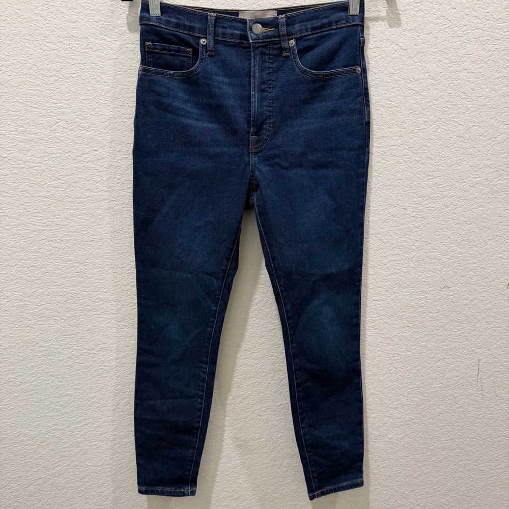 Everlane Authentic High-Rise Skinny Ankle Jeans Dark Wash Blue Size 26